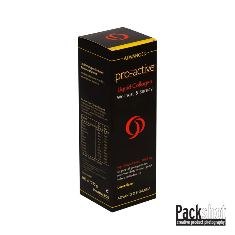 φωτογράφιση χάρτινη συσκευασίας κολαγόνου γεύση λεμόνι, τριπλή όψη.