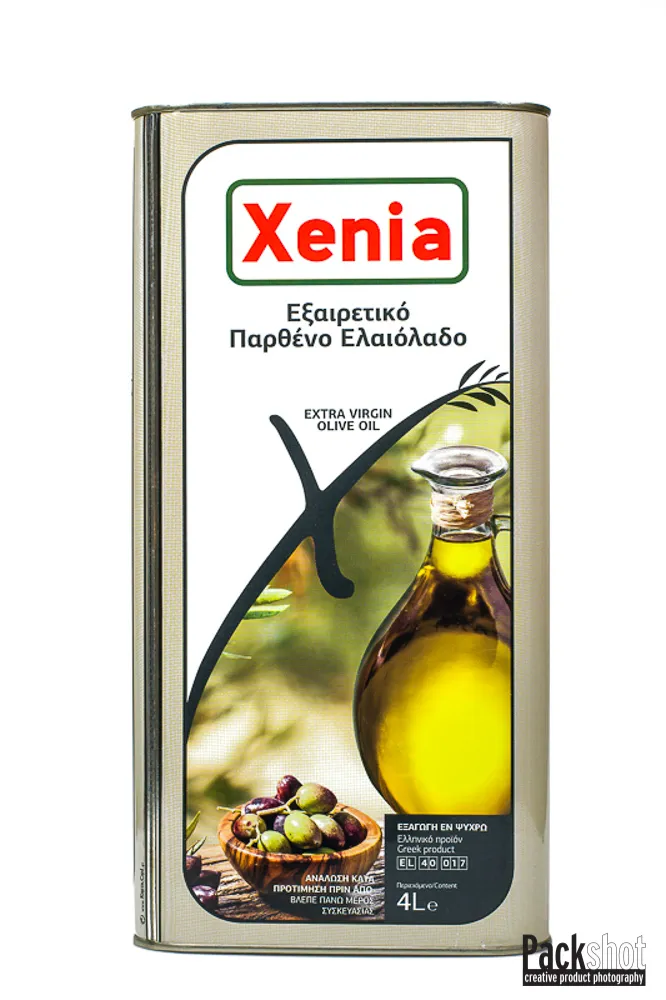 Φωτογράφιση Συσκευασία Ελαιόλαδου XENIA μεταλλικό δοχείο 3 λίτρα